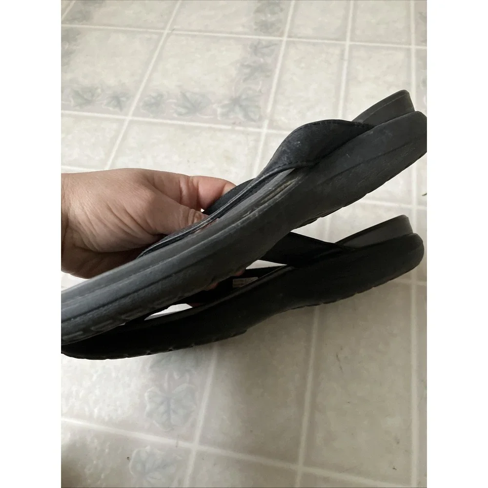 Crocs Capri Women's Black Shimmer Thong Flip Flops Sandals Size 8 - Picture 4 of 5